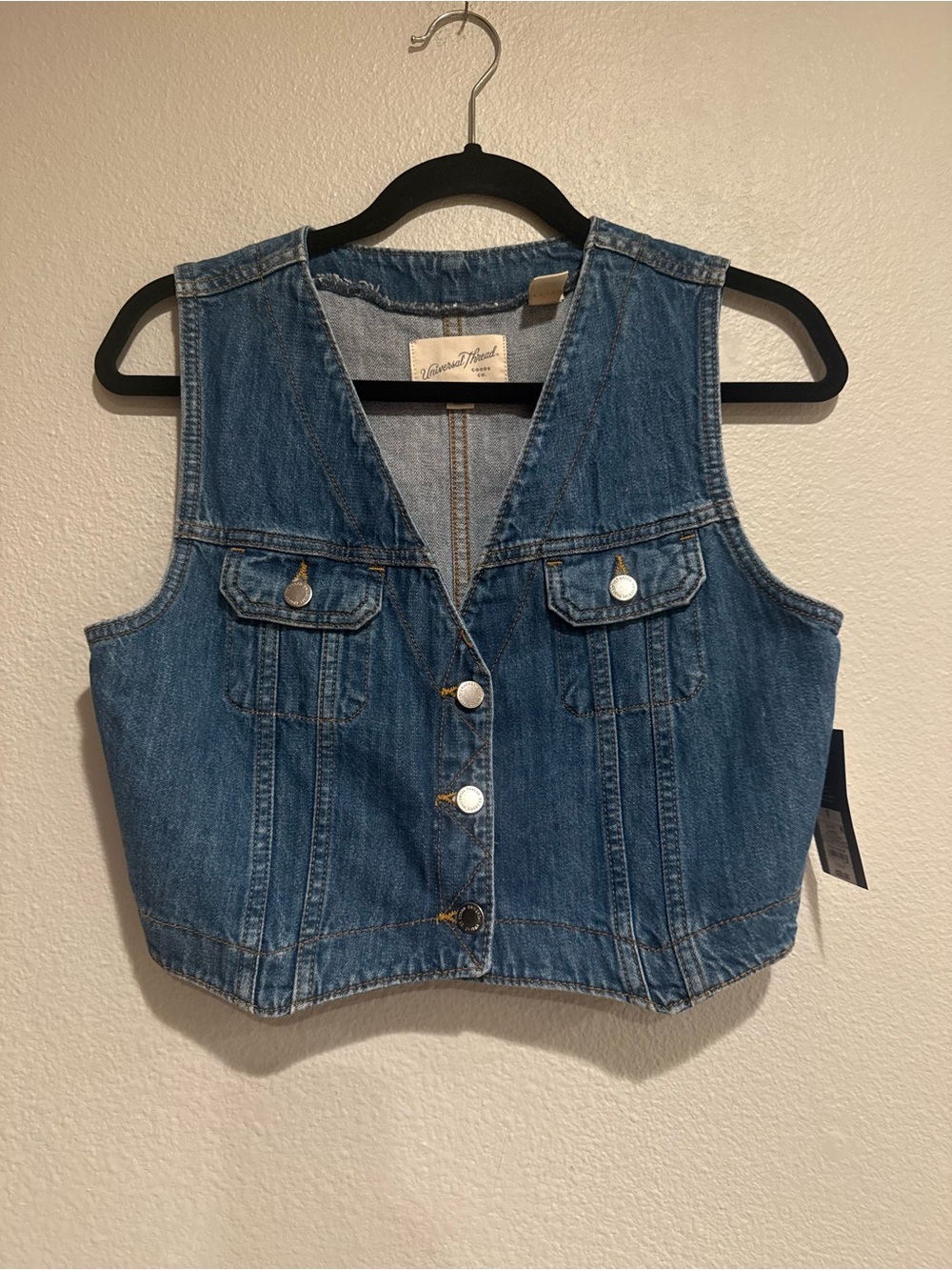 Universal Thread Denim Button-Front Crop Vest - NWT